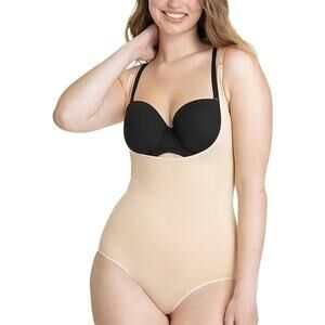 SHAPERMINT EMPETUA NIP $48 Open Bust Brief Bodysuit Nude Size XL